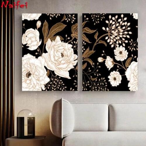 DIY Diamond Embroidery Golden flowers Landscape Full Square Diamond Painting 5D Natural Scenery New Arrival Room Decoration