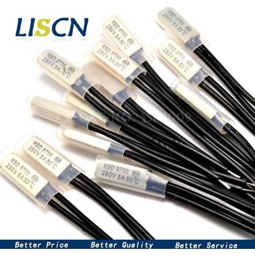 5PCS KSD9700 250V 5A 40~105 Degree Bimetal Disc Temperature Switch Normal Close Closed Thermostat Thermal Protector