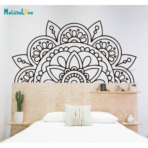 Big Size Half Mandala Flower Corner Office Decal Optical Illusion Yoga Meditation Headboard Decor Vinyl Wall Sticker BD482