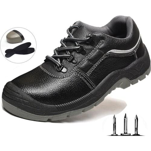 Outdoor Sports Boots PU Injection Solid safety Shoes Breathable Protective Shoes Anti-mite Stab Steel Toe Cap Wear Mens Shoes