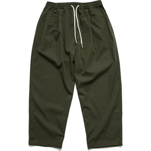 Summer Green Casual Loose Plus Size Pants Men Stretch Lace Up Cropped Cargo Pants Cotton Trousers Sweatpants Hot Boys Overalls