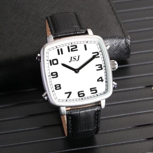 Square German Talking Watch with Alarm,White Dial TGSW-18G