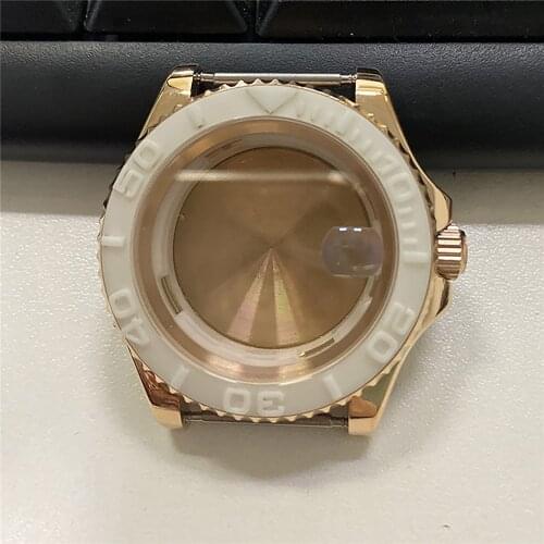 For Mingzhu 2813 Movement 40MM Stainless Steel Yacht Rose Gold Watch Case Watch Accessories for 8215 8200