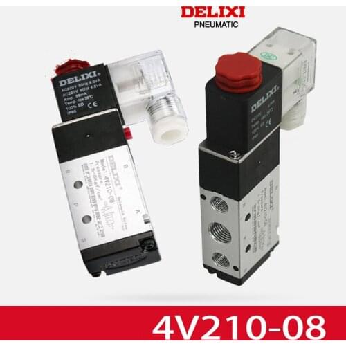 DELIXI Pneumatic Solenoid Valves 1/4" 2 Position 5 Port 4V210-08 Pneumatic Control Valve