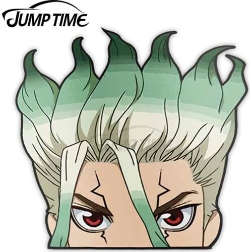 JumpTime 13 x 12.2cm SenkuDrStonePeekAnimeBigHead Funny Car Sticker Suitable For Any Flat And Smooth Clean Surface Decal Vinyl