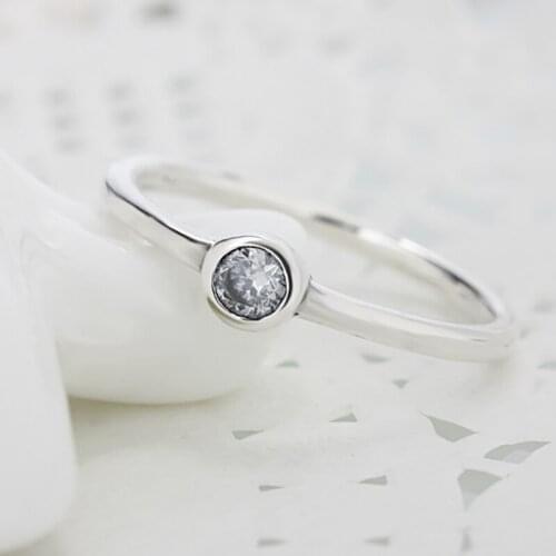 HOMOD Elegant Glass Silver Color Rings Poetic Droplet Clear CZ Brand Finger Ring for Women Fashion Christmas Gift