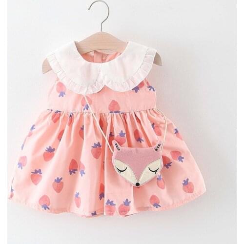 Childern Clothes Baby Cute Clothes Toddler Child Baby Girl Summer Printed Vest Dress With Small Shoulder Bag Kids Clothing