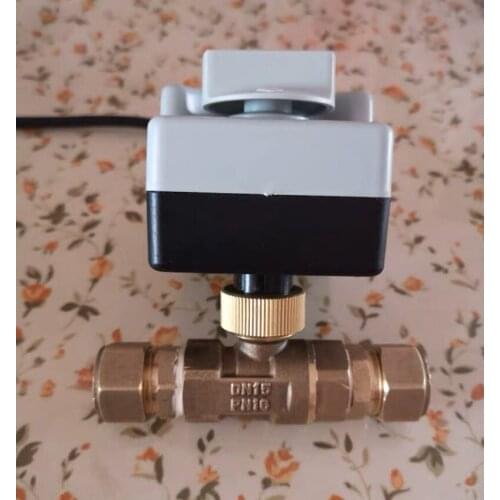 Brass Motorized Ball Valve DN25/DN20/DN15 3-Wire 2-Way for Air Conditioner AC220V