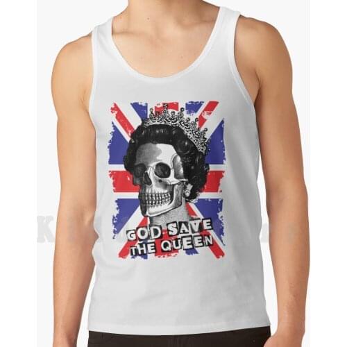 God Save The Queen tank tops vest sleeveless Queen England United Kingdom Briton Royal Family Skull Skeleton Union Jack