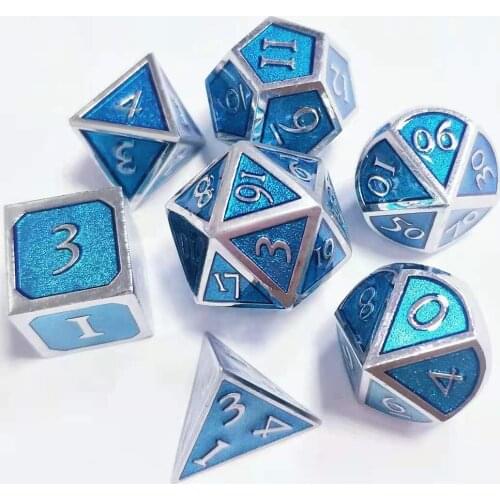 7 Pcs Galaxy Metal Dice For D&D Metal DND Dice Polyhedral Metal Dice Set for Role Playing Game MTG Pathfinder 7 COC