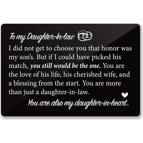 To My Daughter in Law I Did Not Get to Choose You That Honor Was My Sons Engraved Wallet Card Inserts, Birthday Gift(Black)DIY
