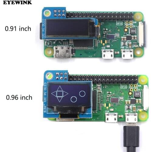 1Pcs PiOLED 0.91/0.96 inch IIC I2C 128x32 OLED Monochrome Screen Add-on for Raspberry Pi Zero SSD1306 Blue DC 3.3V FZ3579