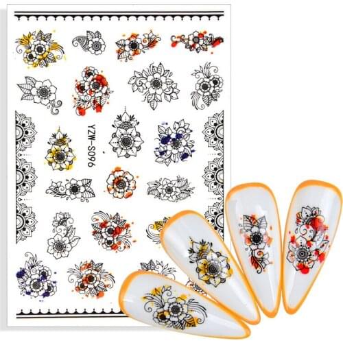 Datura Flowers Nail Sticker Women Face Sketch Abstract Image Sexy Girl Nail Art Self-adhesive Decal Tattoos Sliders Manicure