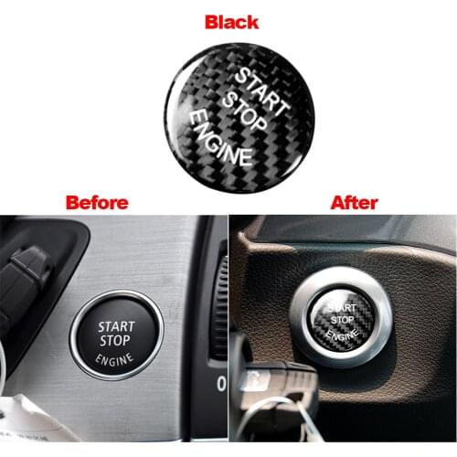 Real carbon fiber Engine start stop buttons decoration sticker car molding trims for BMW E60 E90 E92 E87 E63 E82 E70 E71