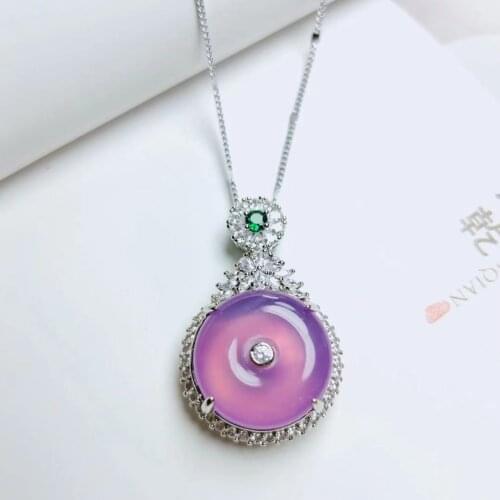 Natural Ice Seed Purple Chalcedony Pendant Necklace
