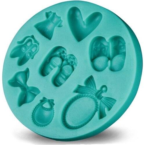 New Arrival Mirror Slipers Shaped 3D Silicone Cake Fondant mold, Cake Decoration tools, soap, Candle Moulds D273