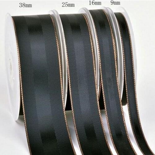 New product 25mm-38mm black phnom penh ribbon bow hand-decorated hat decoration festival Grosgrain ribbons 50 yards H-00079