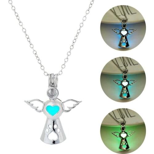 Halloween Pumpkin Lantern Luminous Stone Pendant Necklace Cute Ghost Glowing Necklace for Women Men Gift Jewelery