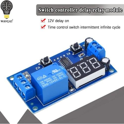 DC 12V Digital Display Delay Relay Delay Time Multi-function Module Infinite Loop Countdown Switch Control Module Timer Module