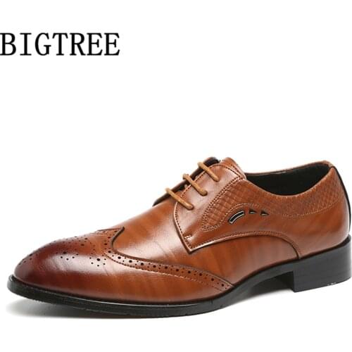 Luxury Brogue Shoes Men Classic Business Shoes Men Office Wedding Dress Moda Italiana Leather Shoes Men Formal Erkek Ayakkabi