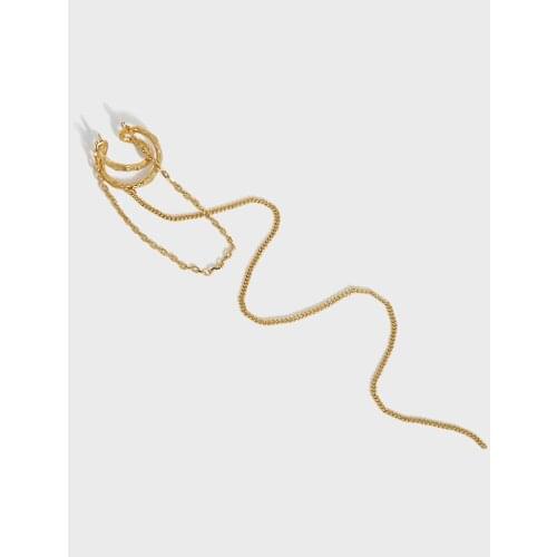 ONLY 1PC Authentic 925 Sterling silver Cross "X" Chain Clip on Cuff Earrings Tassel (No pierced) ear-Bone C-ET426