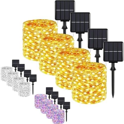 Solar String Lights Outdoor Waterproof 200 LED 4 Pack 8 Modes Solar Lights For Home Garden Party Christmas Decoration