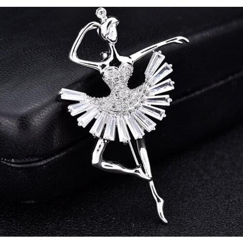 Red Trees Brand High Quality Dance Ballerina Brooch With Luxury AAA Cubic Zirconia Stone In Box