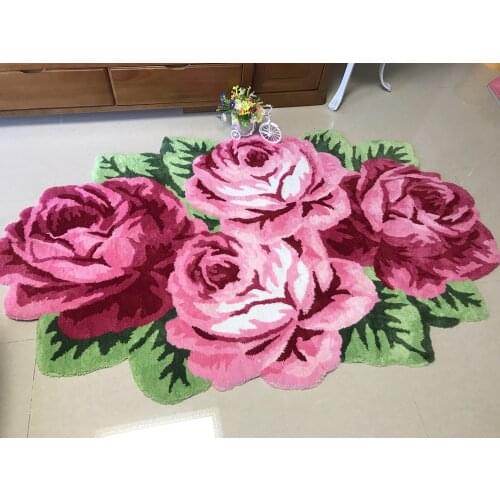 High quality luxury 3d rose carpet bedroom rugs home living room wedding lover flower rugs parlor art soft floor mat 200*120cm