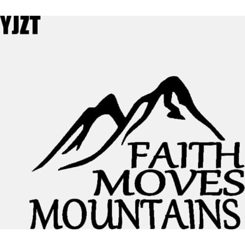 YJZT 14.5CM*10.2CM FAITH MOVES MOUNTAINS Car Sticker Vinyl Decal Jesus God Christian Holy Bible Black/Silver C3-1490