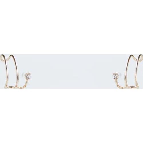 ZA Earring Female Trendy Geometric C Shape Double Layer Gold Metal Rhinestone Stud Earrings For Women Ladies Party Jewelry Gifts