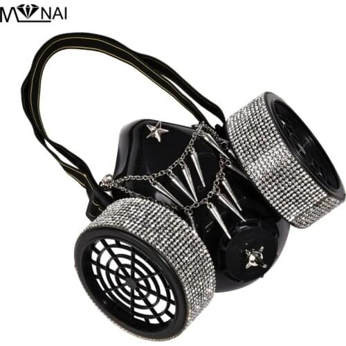 Women Men Black Mask Carnival Ball Fancy Party Steampunk Face Masque Crystal Rivet Masks Retro Gothic Mask Accessory