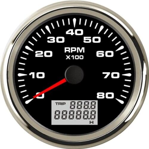 1pc 85mm Instrument Panel Tachometer Gauges 0-8000RPM 1-300 Speed Ratio Rev Counters Waterproof with Lcd Hourmeters for Car Boat