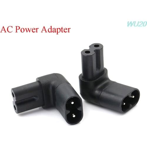 1Pc IEC 320 2-Pin C7 Female To C8 Male Right Angled AC Power Adapter Converter