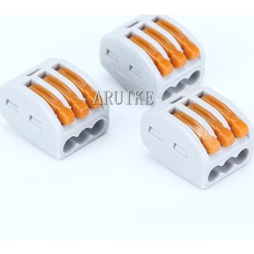 30 pieces/lot 222-413 Universal Compact Wire Wiring Connector 3 pin Conductor Terminal Block With Lever AWG 28-12