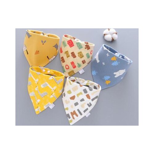 5 Pcs/Lot Baby Bandana Bibs Scarf Burp Cloths Saliva for Newborn Infant Toddler Boys Girls Kids Cartoon Triangle Cotton Bib