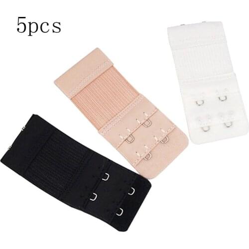 5Pcs Nude Bra Extender Extension Elastic 2 Row 2 Hooks Clip On Strap Soft Bra Band Extenders Intimates Acc 7.6*3.3 Cm