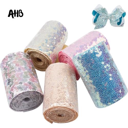 AHB 75mm Laser Sequin Ribbon Candy Color Rainbow Ribbon For Bow Accessories DIY Headwear Materials Wedding Party Decor Materials