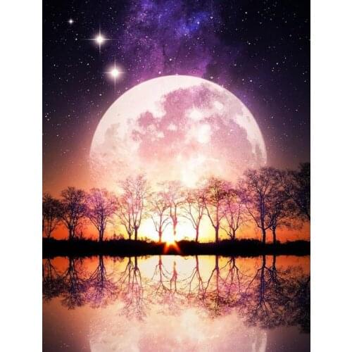 5D DIY Embroidery Diamond Painting MOON Full Drill Round DiamondPicture Rhinestone Diamond Mosaic Cartoon Home Decor