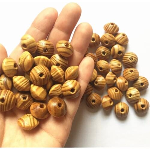 DIY Natural Wood Beads Loose UFO Shape Pine Wooden Stripe Beads Spacer Flat Wheel Beads for Jewelry Making 30Pcs/Set 10*16mm