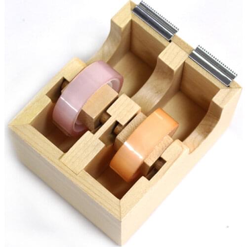 92MM*75MM*63MM Wooden Tape holder, Transparent Tape Cutter Machine, Creative New Double Tape Holder Cutter