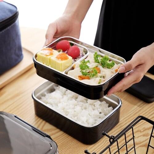 304 Stainless Steel Double-layer Lunch Box Insulation Heating Lunch Box Student Dormitory Lunch Box Office Worker Fast Food Box