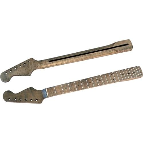 ST Guitar Neck Canadian Flame Maple Wood Electric Guitar Neck 1 Piece wood 21F with Black Middle Line on Back 5.6cm Heel Width