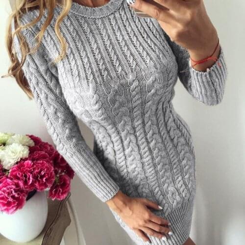Hot Women Sexy Slim Bodycon Dress 2020 Autumn Winter New Warm Sweater Dress Female O neck Long Sleeve Knitted Dress Vestidos