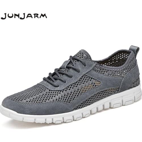 JUNJARM New Summer Men Mesh Sneakers Men Breathable Comfortable Casual Shoes Lightweight Outdoor Sport Shoes Plus Size38-46