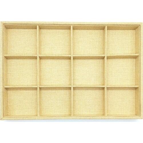 Quality Linen Jewelry Display Tray Necklace Holder Pendant Storage Box Ring Earring Case Bracelet Organizer Bangle Showcase