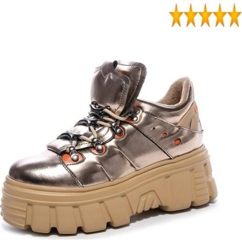 Women Fleece Lining Casual Winter Lace Up Sneakers Punk Style Split Leather Thick Platform Shoes Ladies Wedges Pumps Streetwear