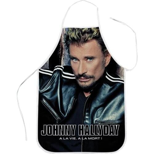 Singer Johnny Hallyday Kitchen Apron Gardening Restaurant Polyester Apron Adult Home Cleaning Tools Baking Aprons Drop Shipping