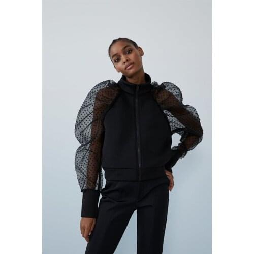 Stand Collar Jackets Women Fashion Translucent Long Sleeve Coats Women Elegant Zipper Solid Jackets Female Ladies