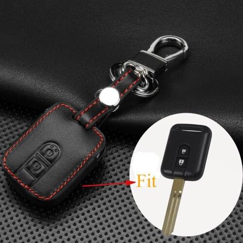 Kutery 2 Buttons Leather Car Remote Key Cover Case For Nissan Qashqai Micra Navara Almera Car Key Styling Accessories