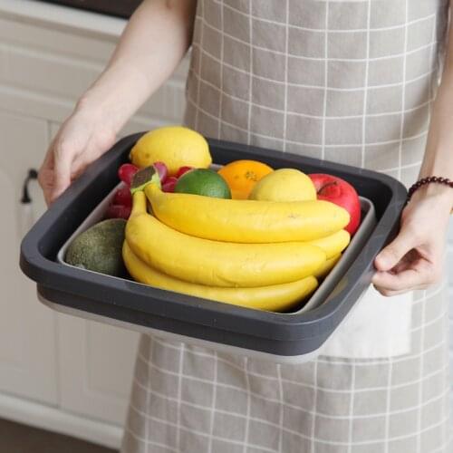 Multi-purpose Folding Wash Basin Portable Lightweight Hanging Collapsible Dish Travel Hiking Camping Picnic Cleaning Tool